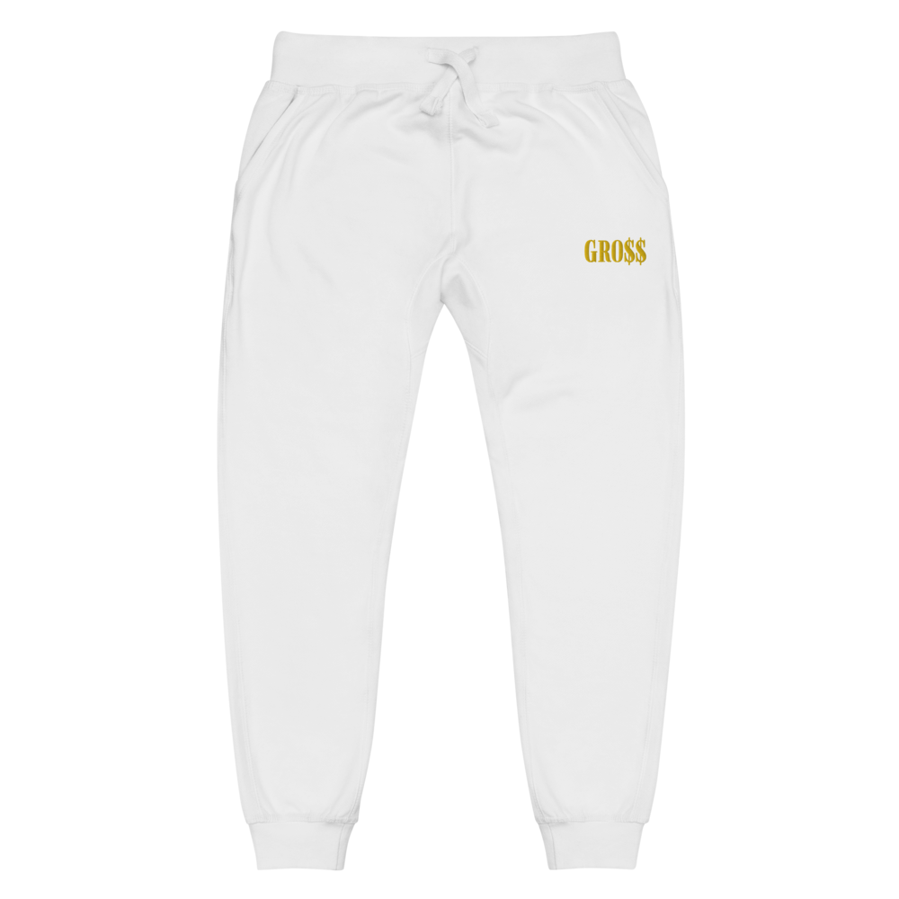 GRO$$ (YELLOW GOLD) Unisex fleece sweatpants (WHITE)