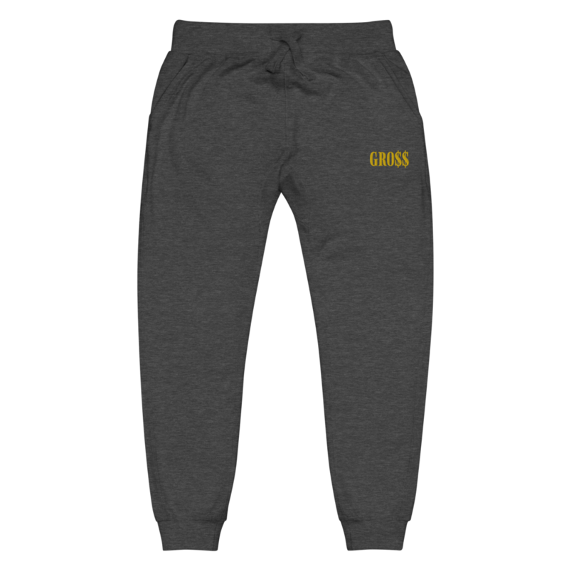 GRO$$ (YELLOW GOLD) Unisex fleece sweatpants (CHARCOAL HEATHER GREY)
