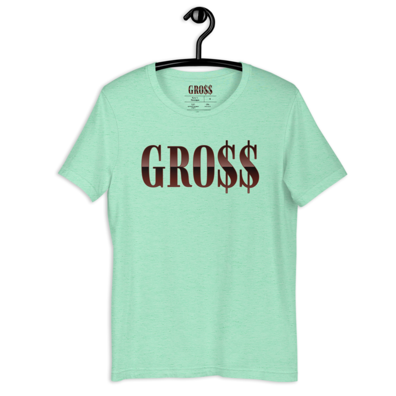 GRO$$ (CHOCOLATE) Short-Sleeve Unisex T-Shirt (HEATHER MINT)