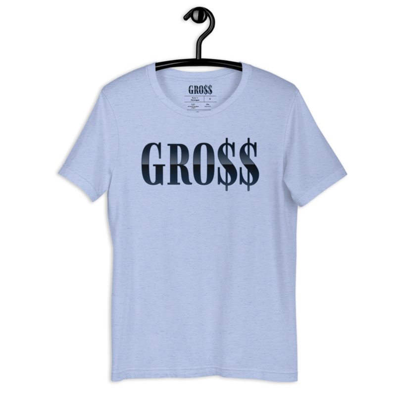 GRO$$ (NAVY BLUE) Short-Sleeve Unisex T-Shirt (HEATHER BLUE)