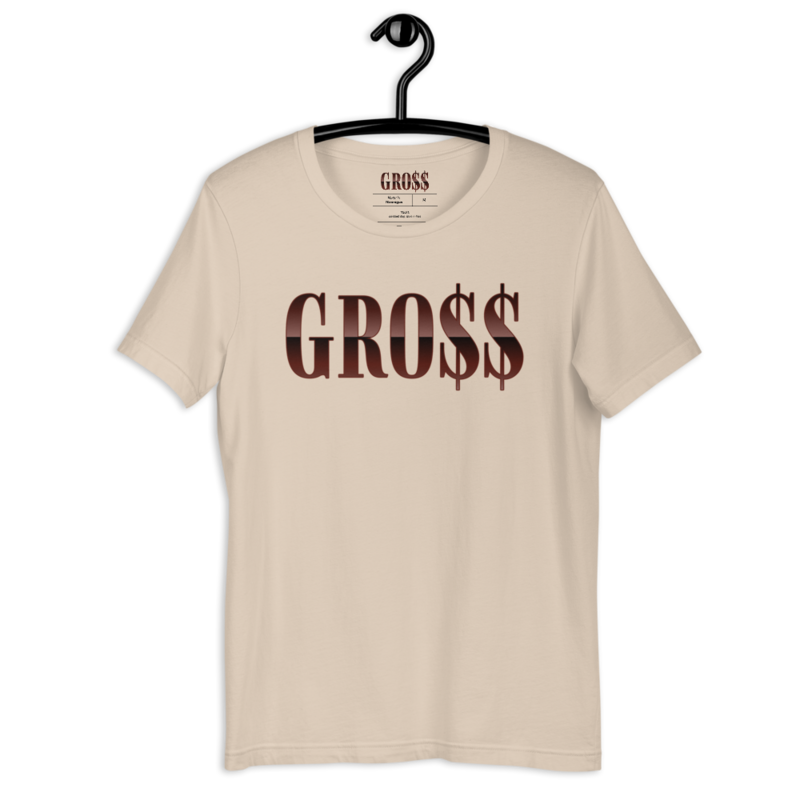 GRO$$ (CHOCOLATE) Short-Sleeve Unisex T-Shirt (SOFT CREAM)