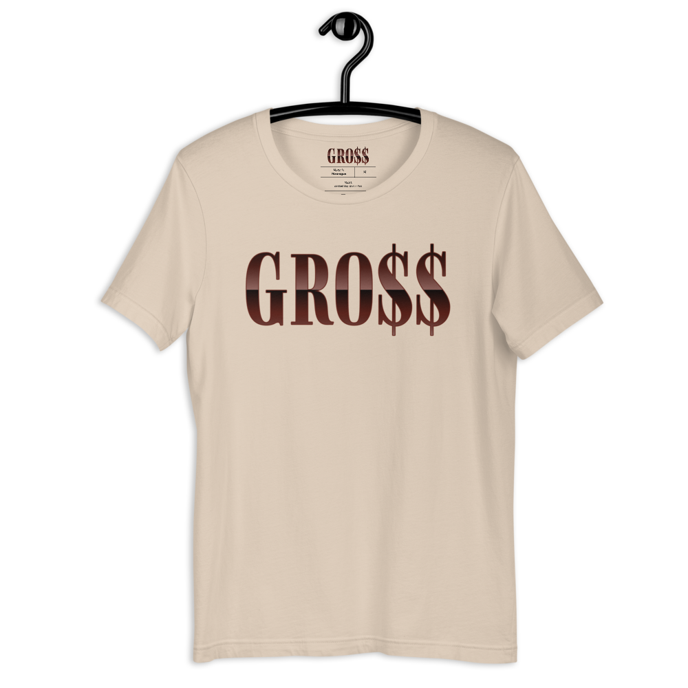 GRO$$ (CHOCOLATE) Short-Sleeve Unisex T-Shirt (SOFT CREAM)