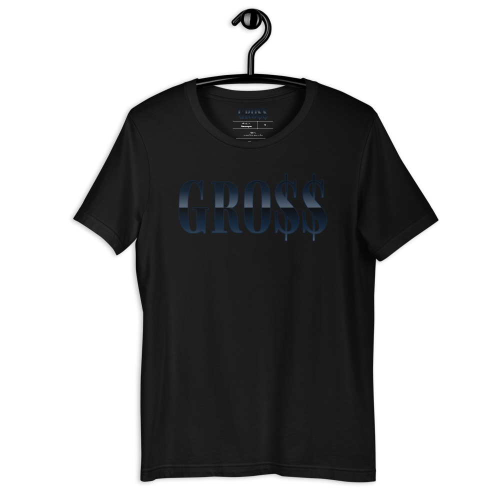 GRO$$ (NAVY BLUE) Short-Sleeve Unisex T-Shirt (BLACK), Color: Black, Size: XS