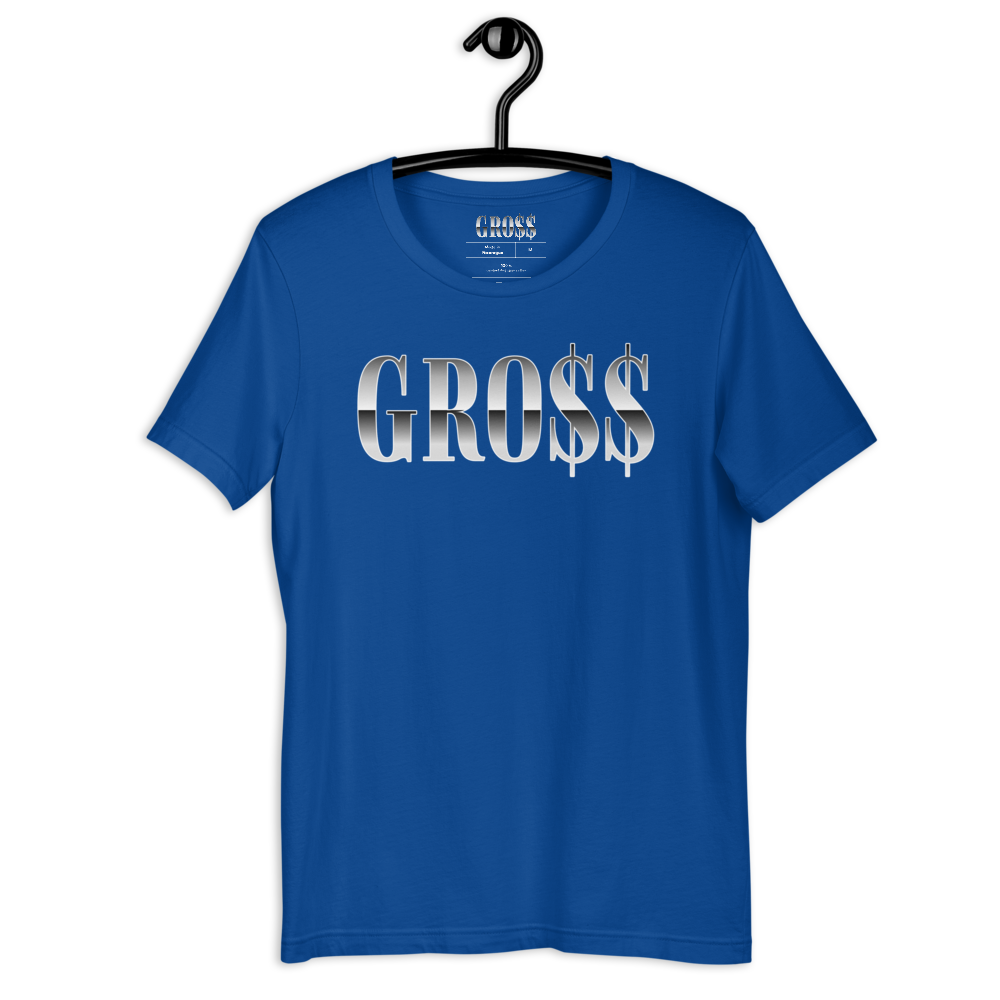 GRO$$ (WHITE) Short-Sleeve Unisex T-Shirt (TRUE ROYAL BLUE)