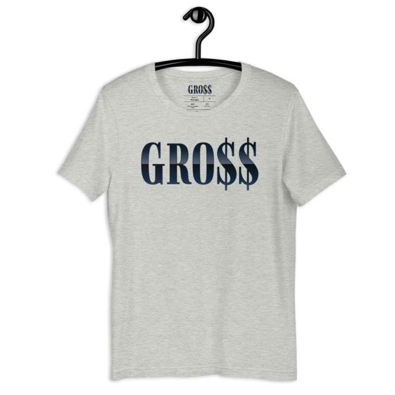 GRO$$ (NAVY BLUE) Short-Sleeve Unisex T-Shirt (ATHLETIC HEATHER GREY)