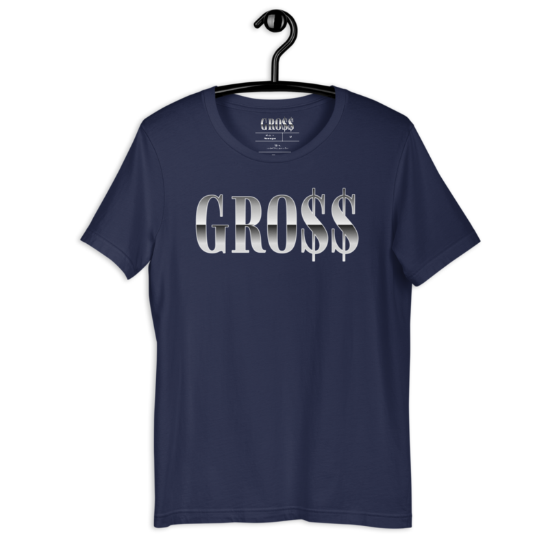 GRO$$ (WHITE) Short-Sleeve Unisex T-Shirt (NAVY BLUE)