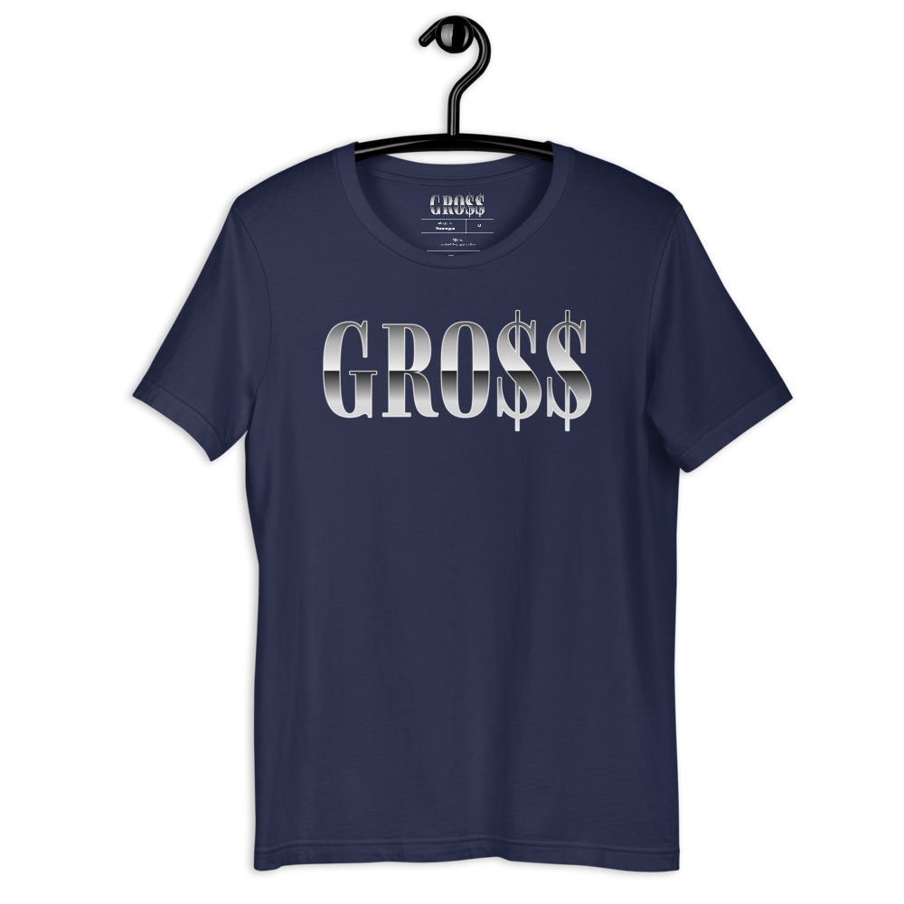 GRO$$ (WHITE) Short-Sleeve Unisex T-Shirt (NAVY BLUE)