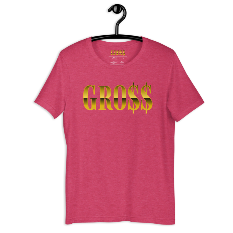GRO$$ (YELLOW GOLD) Short-Sleeve Unisex T-Shirt (HEATHER RASPBERRY)