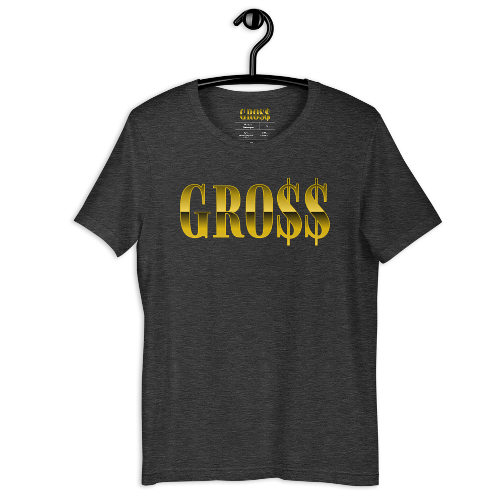 GRO$$ (YELLOW GOLD) Short-Sleeve Unisex T-Shirt (DARK HEATHER GREY)