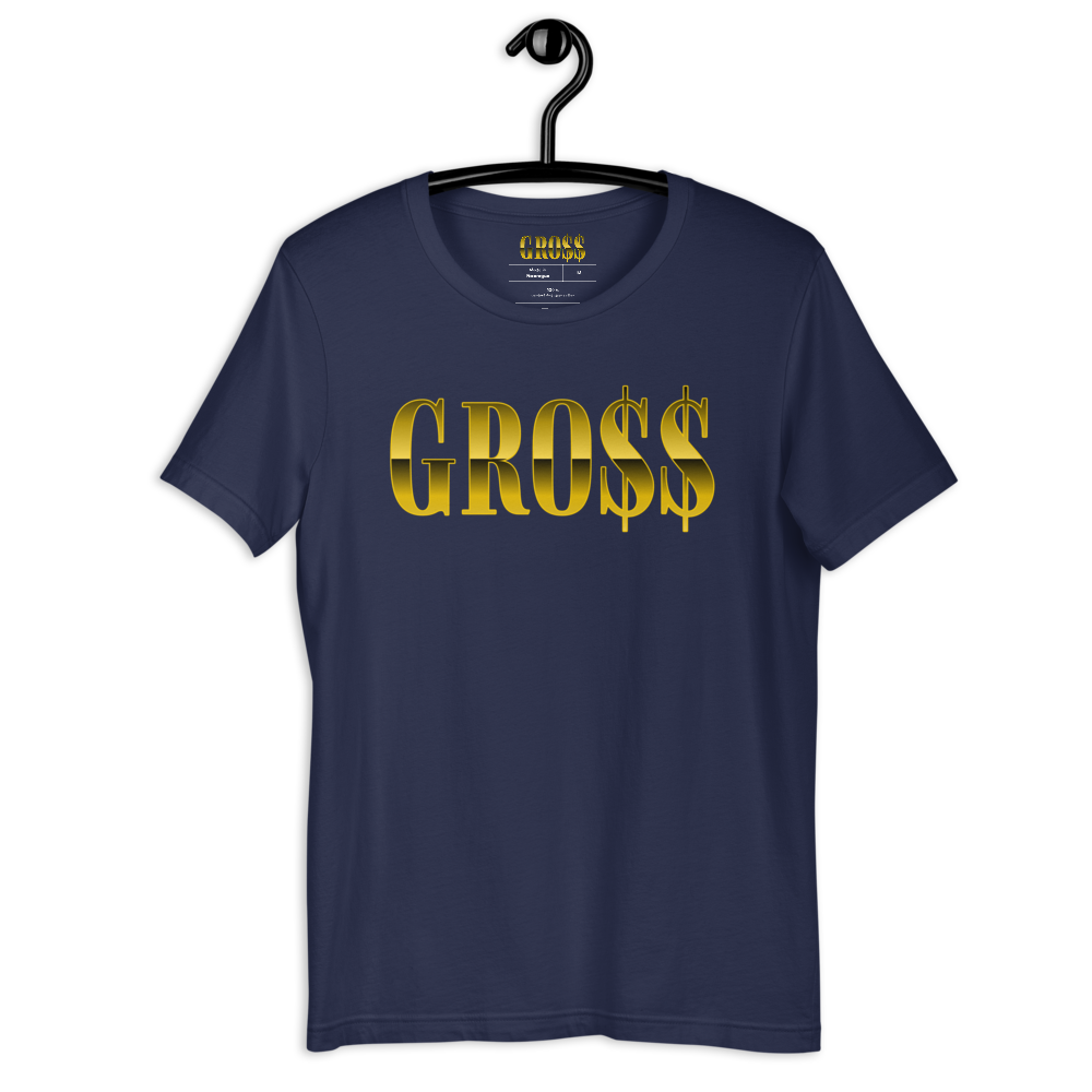 GRO$$ (YELLOW GOLD) Short-Sleeve Unisex T-Shirt (NAVY BLUE)