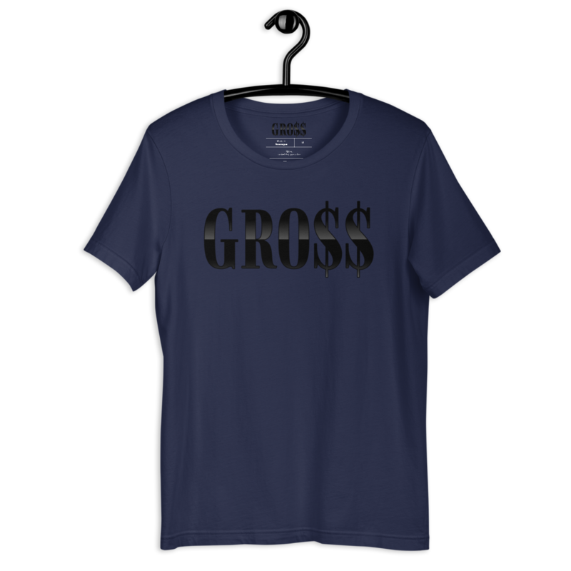 GRO$$ (BLACK) Short-Sleeve Unisex T-Shirt (NAVY BLUE)