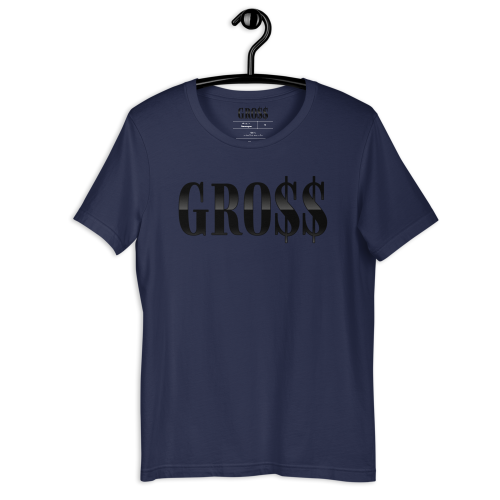 GRO$$ (BLACK) Short-Sleeve Unisex T-Shirt (NAVY BLUE)