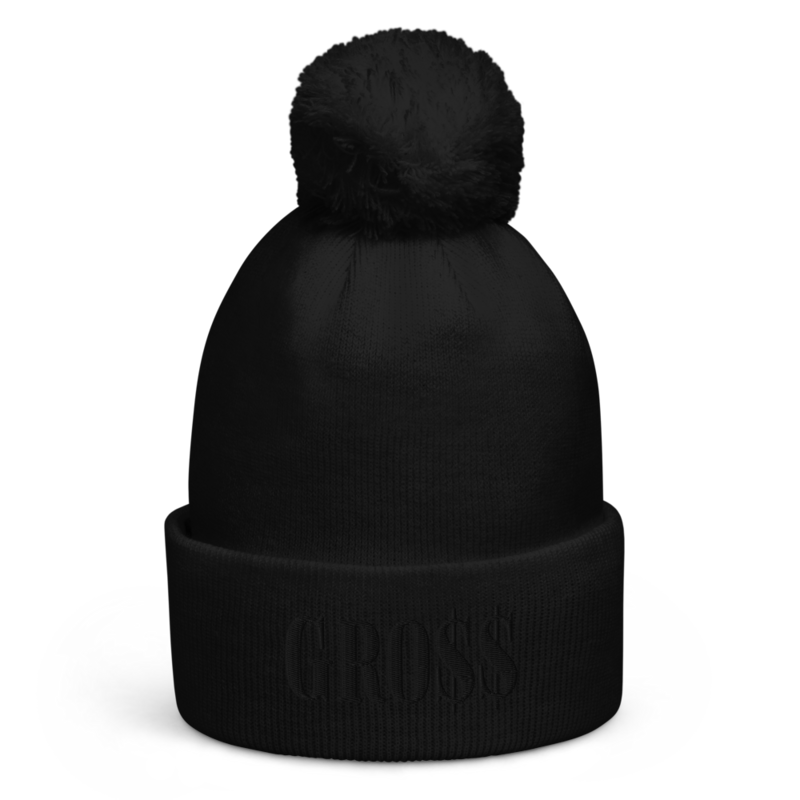 GRO$$ (BLACK) Pom pom beanie    (BLACK)