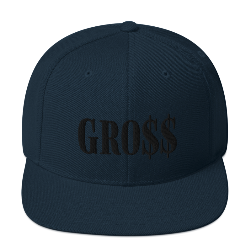 GRO$$ (BLACK) Snapback Hat (DARK NAVY)