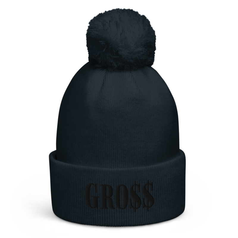 GRO$$ (BLACK) Pom pom beanie (FRENCH    NAVY)
