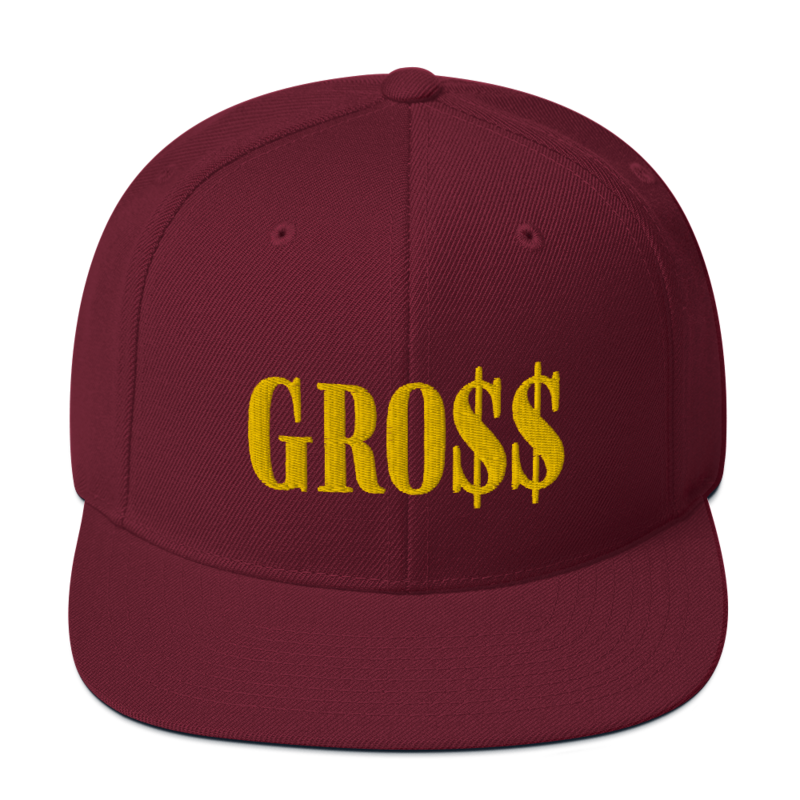GRO$$ (GOLD) Snapback Hat (MAROON)