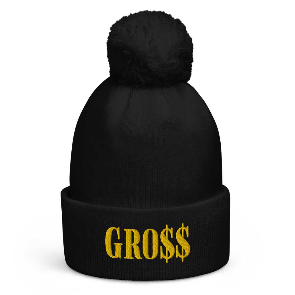 GRO$$ (GOLD) Pom pom beanie (MOSS GREEN), Color: Black