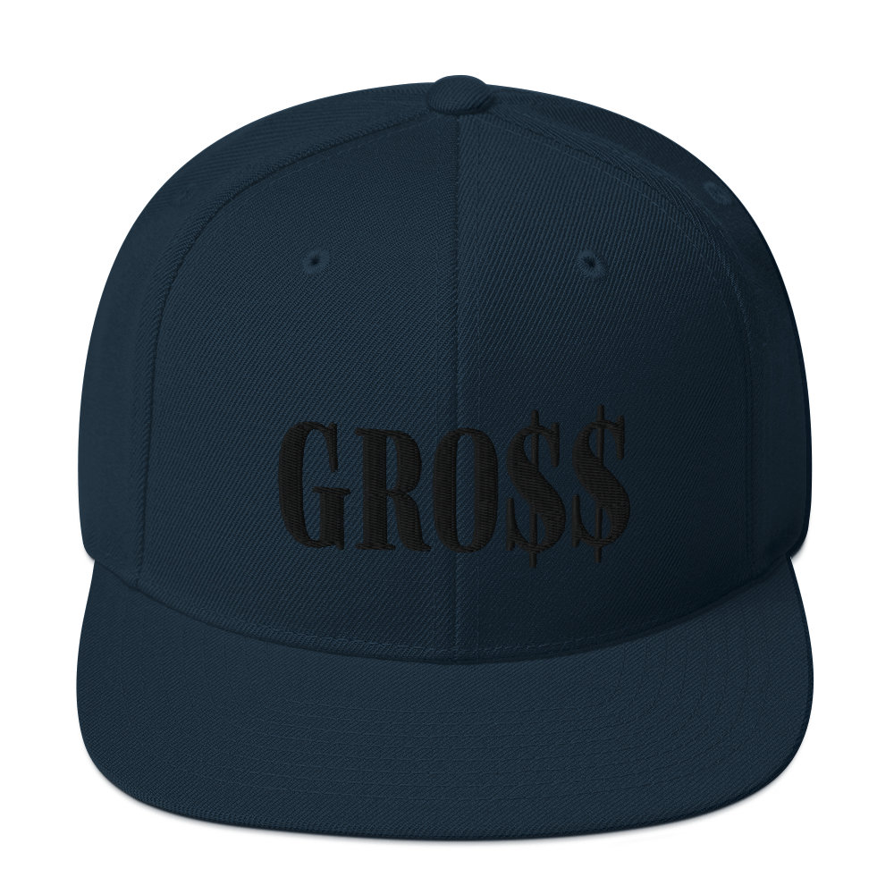 GRO$$ (BLACK) Snapback Hat (BLACK/RED), Color: Dark Navy