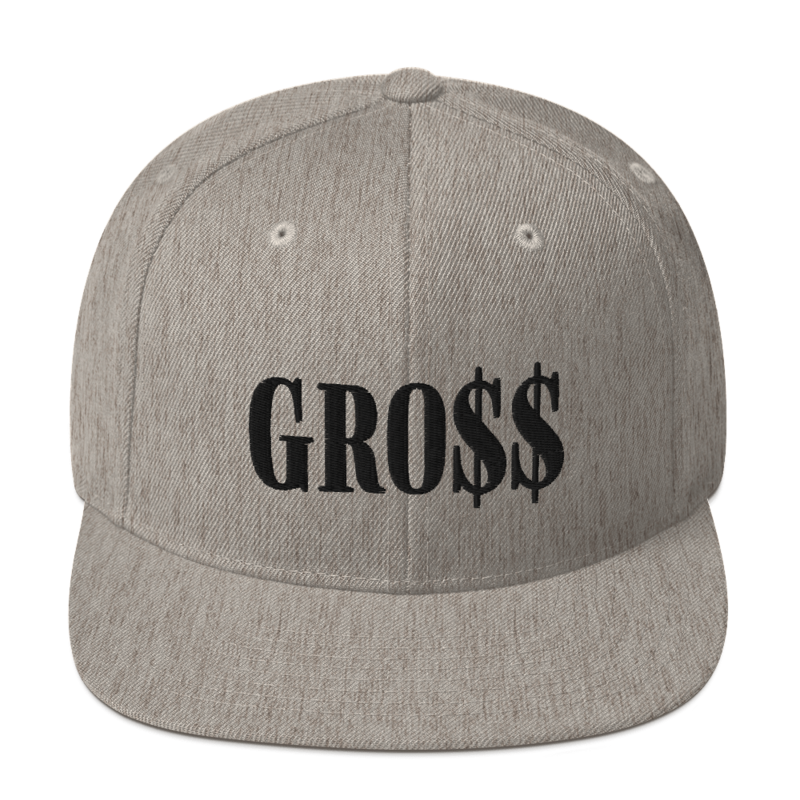 GRO$$ (BLACK) Snapback Hat (HEATHER GREY)