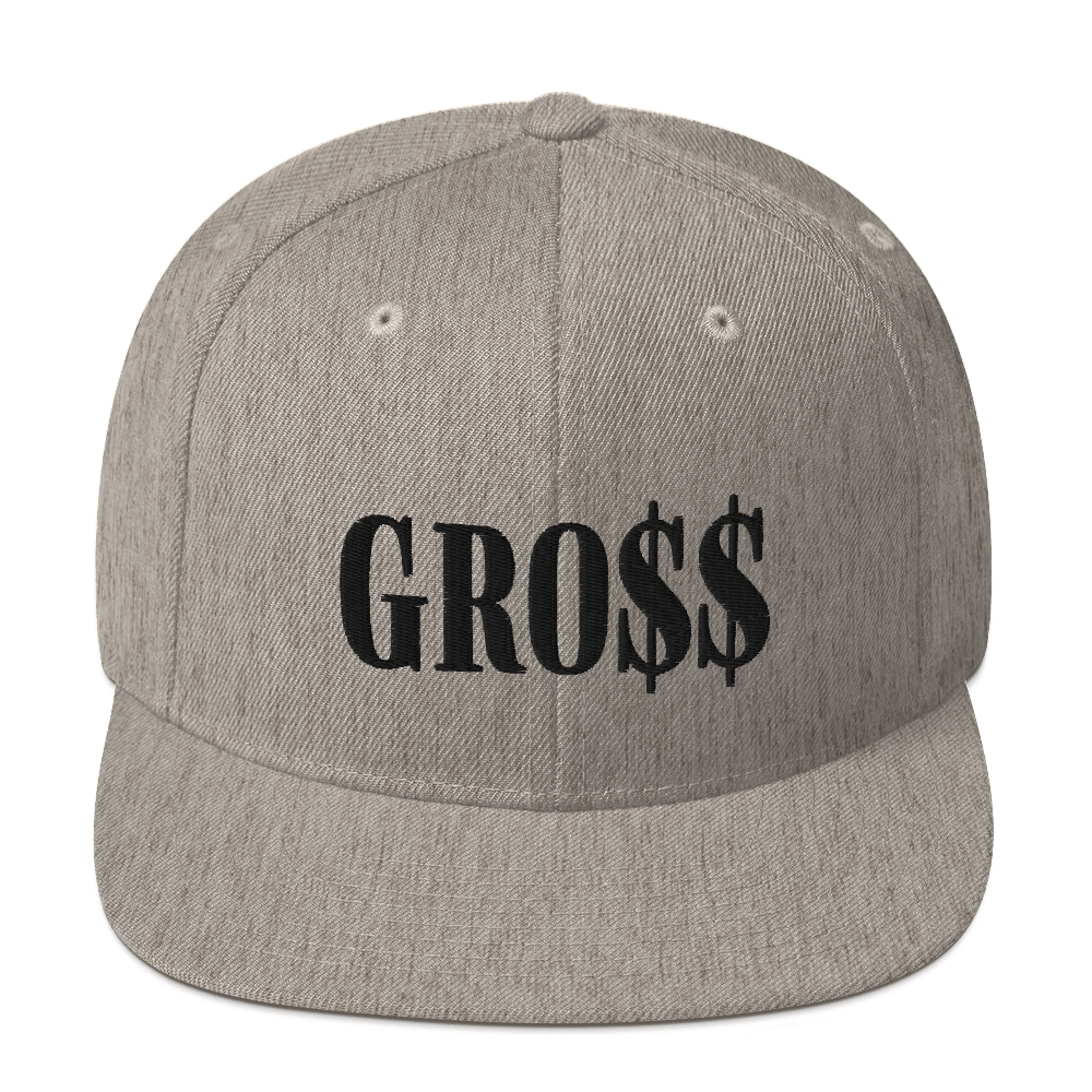 GRO$$ (BLACK) Snapback Hat (HEATHER GREY)