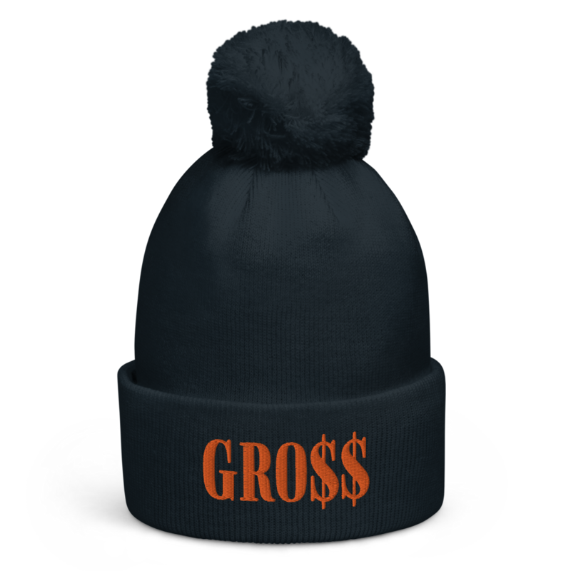 GRO$$ (AUTUMN ORANGE) Pom pom beanie (FRENCH BLUE)