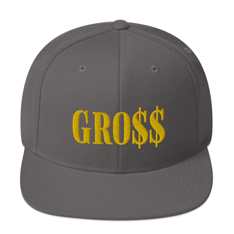 GRO$$ (GOLD) Snapback Hat (DARK GREY)