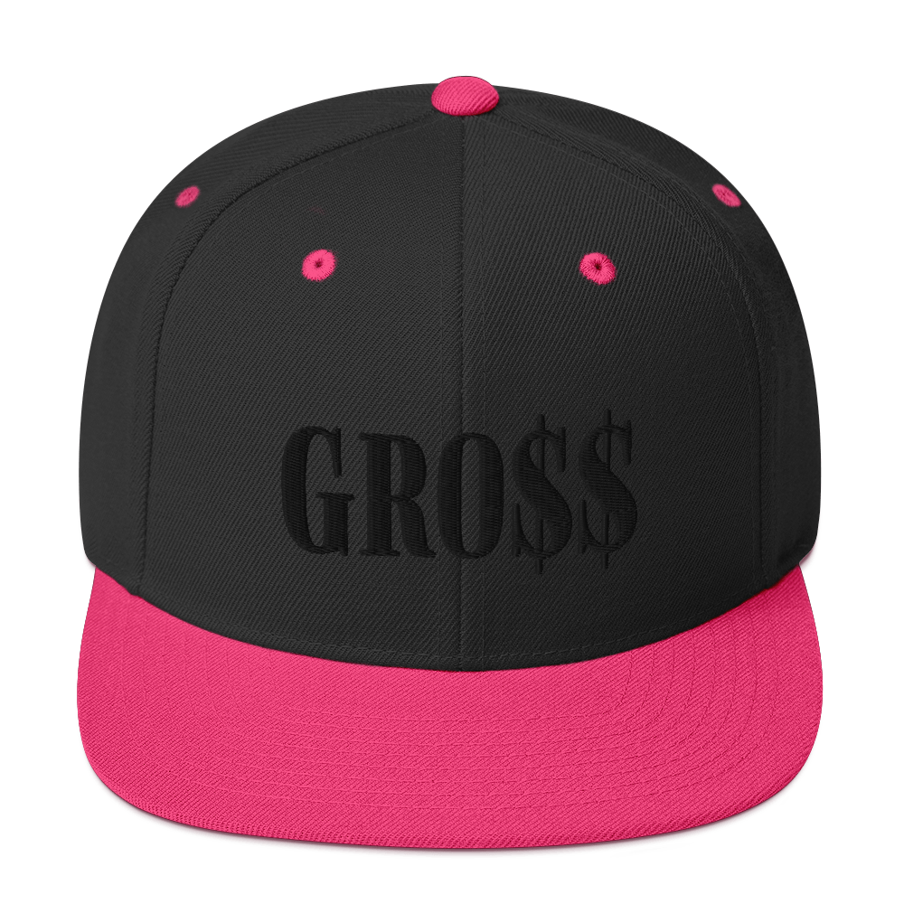 GRO$$ (BLACK) Snapback Hat (BLACK/NEON PINK)