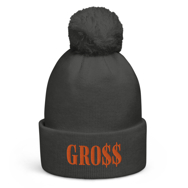 GRO$$ (AUTUMN ORANGE) Pom pom beanie (GRAPHITE GREY)