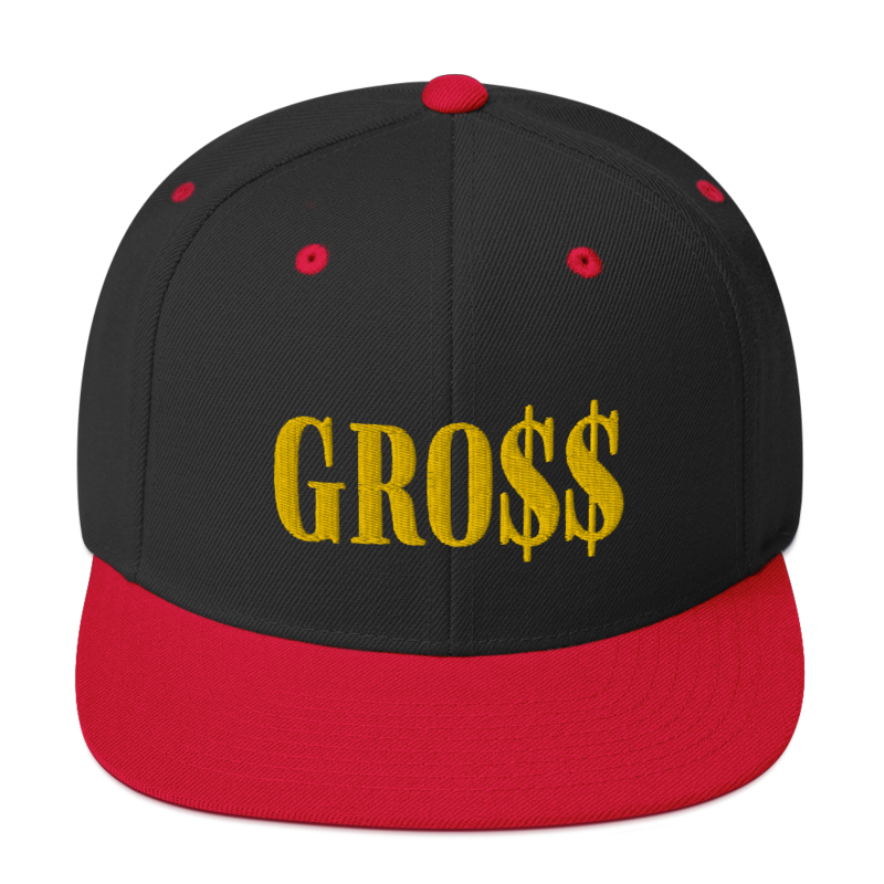 GRO$$ (GOLD) Snapback Hat (BLACK/RED)