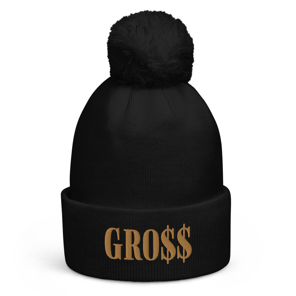 GRO$$ (OLD GOLD) Pom pom beanie (MOSS GREEN), Color: Black