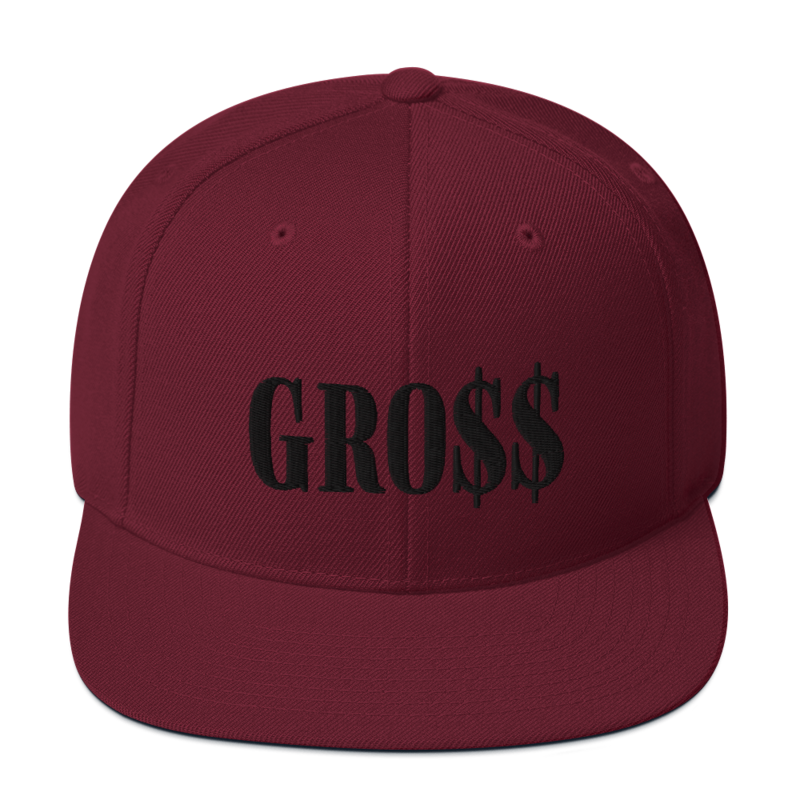 GRO$$ (BLACK) Snapback Hat (MAROON)