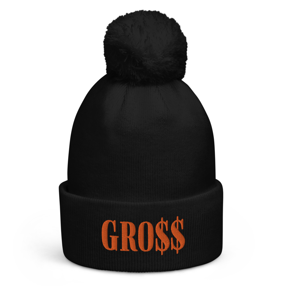 GRO$$ (AUTUMN ORANGE) Pom pom beanie (MOSS GREEN), Color: Black