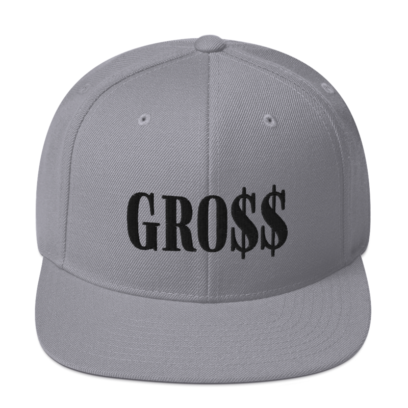 GRO$$ (BLACK) Snapback Hat (SILVER)