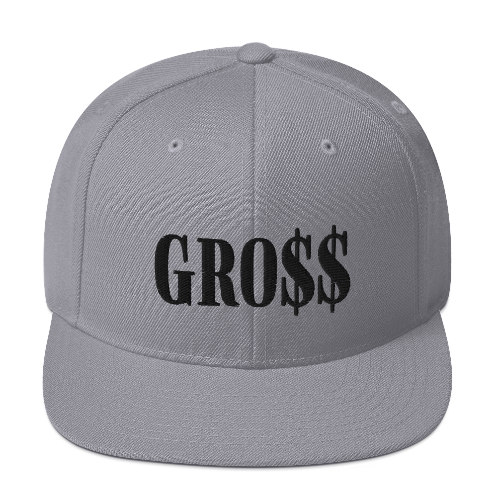 GRO$$ (BLACK) Snapback Hat (SILVER)