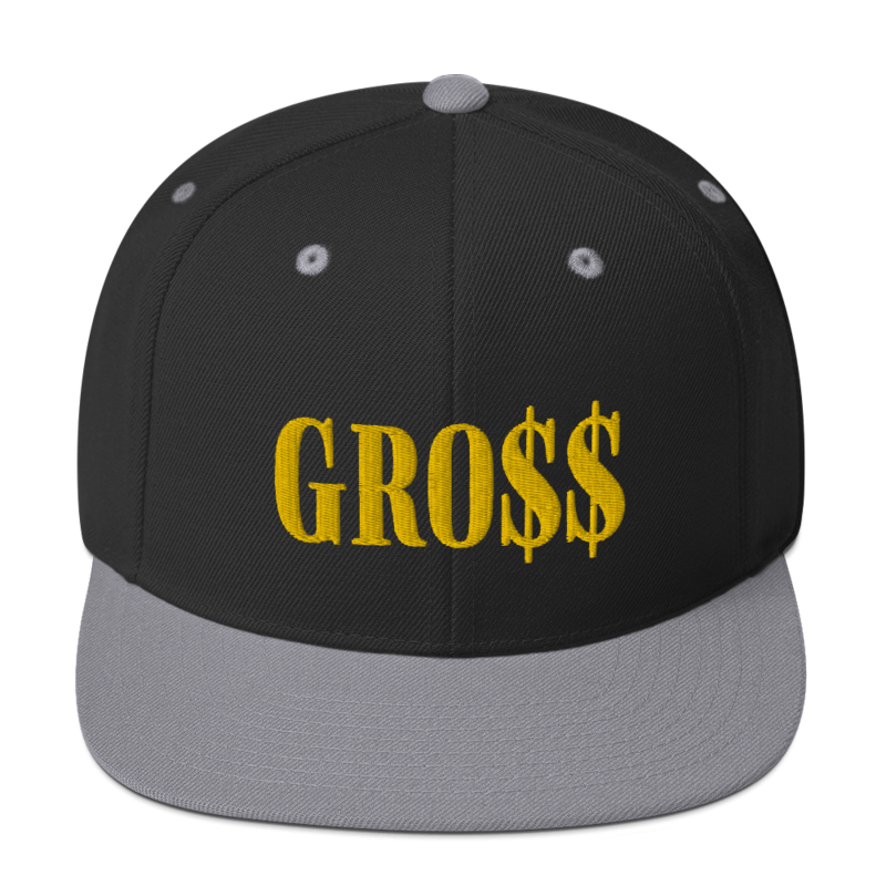 GRO$$ (GOLD) Snapback Hat (BLACK/SILVER)