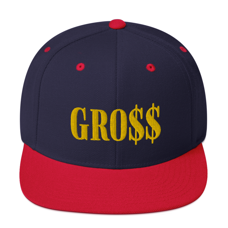 GRO$$ (GOLD) Snapback Hat (NAVY/RED)