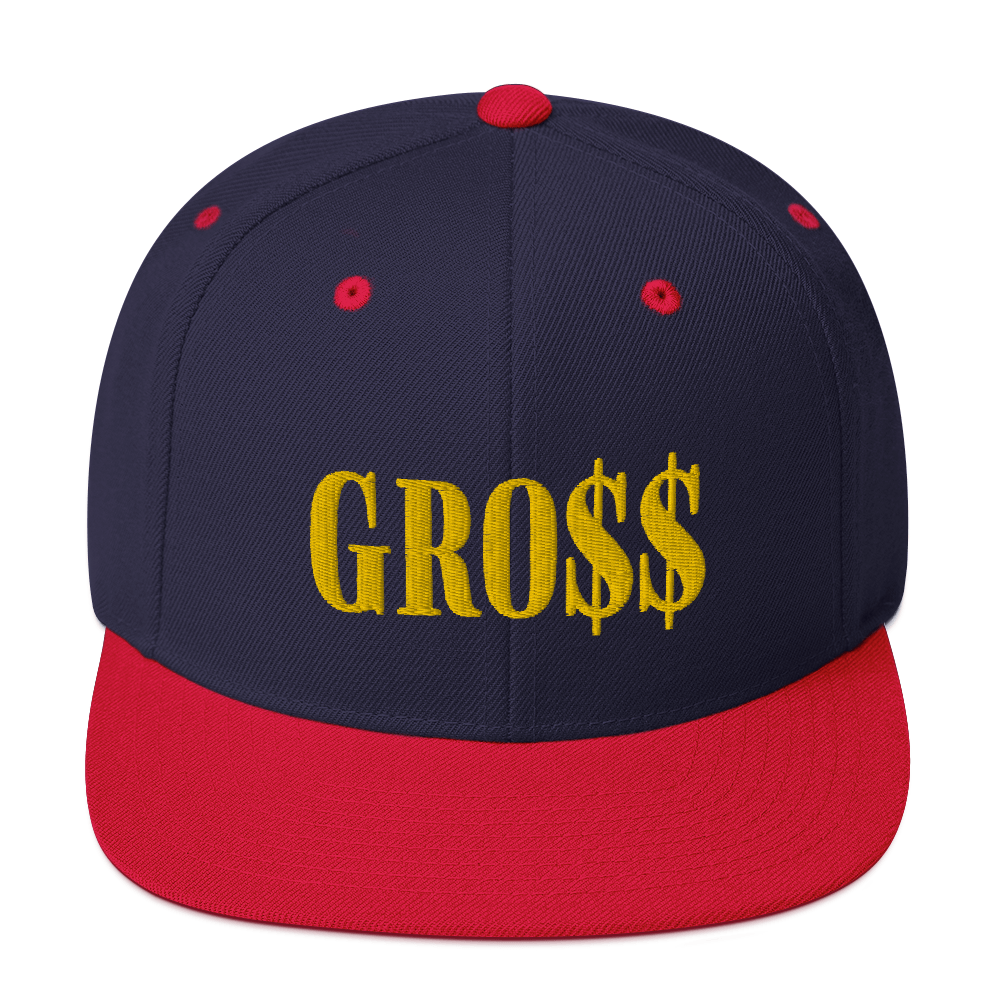 GRO$$ (GOLD) Snapback Hat (NAVY/RED)