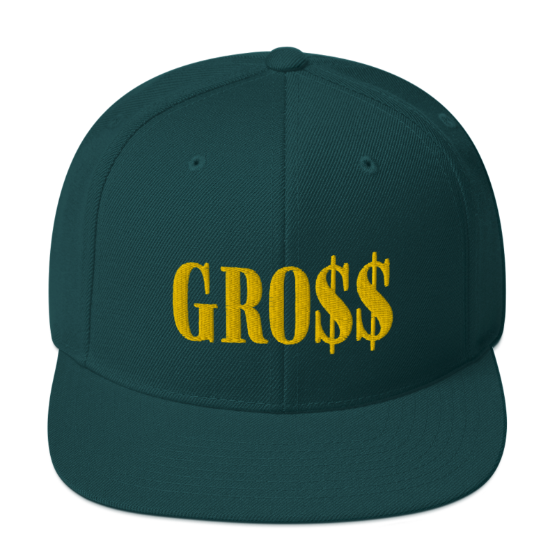 GRO$$ (GOLD) Snapback Hat (SPRUCE GREEN)
