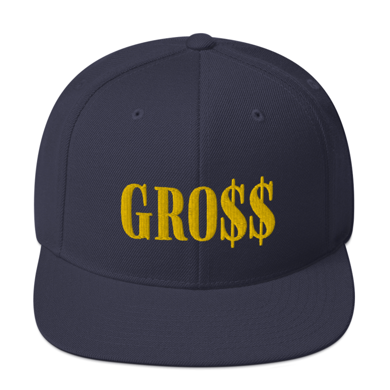 GRO$$ (GOLD) Snapback Hat (NAVY BLUE)