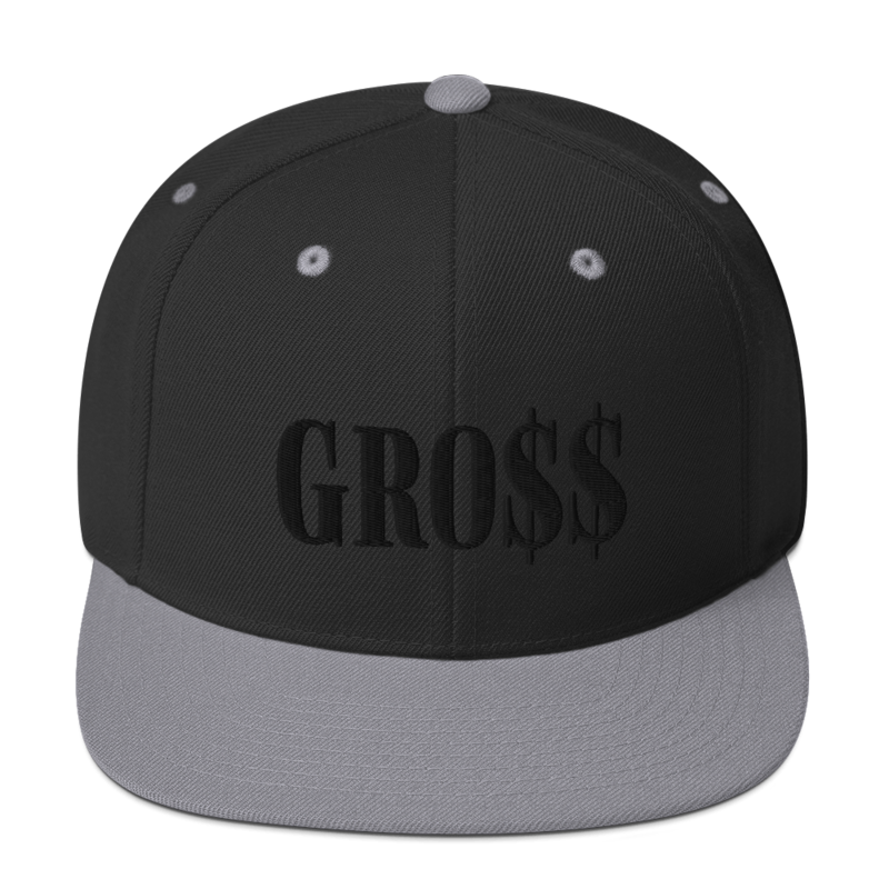 GRO$$ (BLACK) Snapback Hat (BLACK/ SILVER)