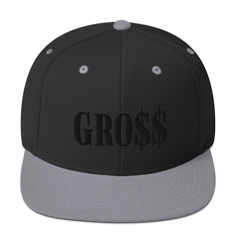 GRO$$ (BLACK) Snapback Hat (BLACK/ SILVER)