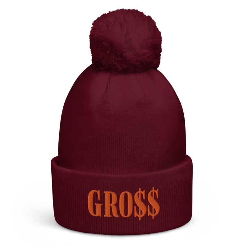 GRO$$ (AUTUMN ORANGE) Pom pom beanie (BURGUNDY)