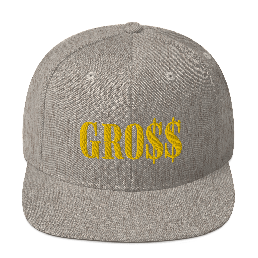GRO$$ (GOLD) Snapback Hat (HEATHER GREY)