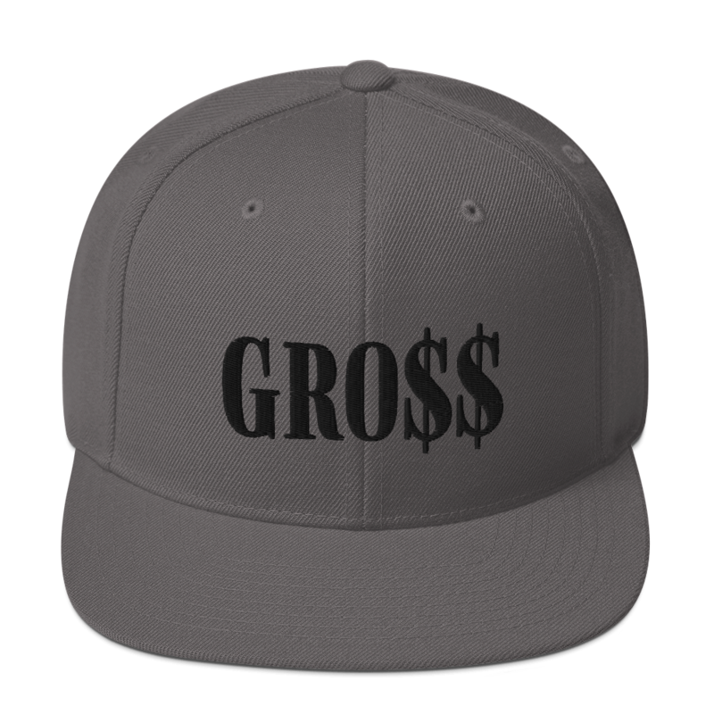 GRO$$ (BLACK) Snapback Hat (DARK GREY)