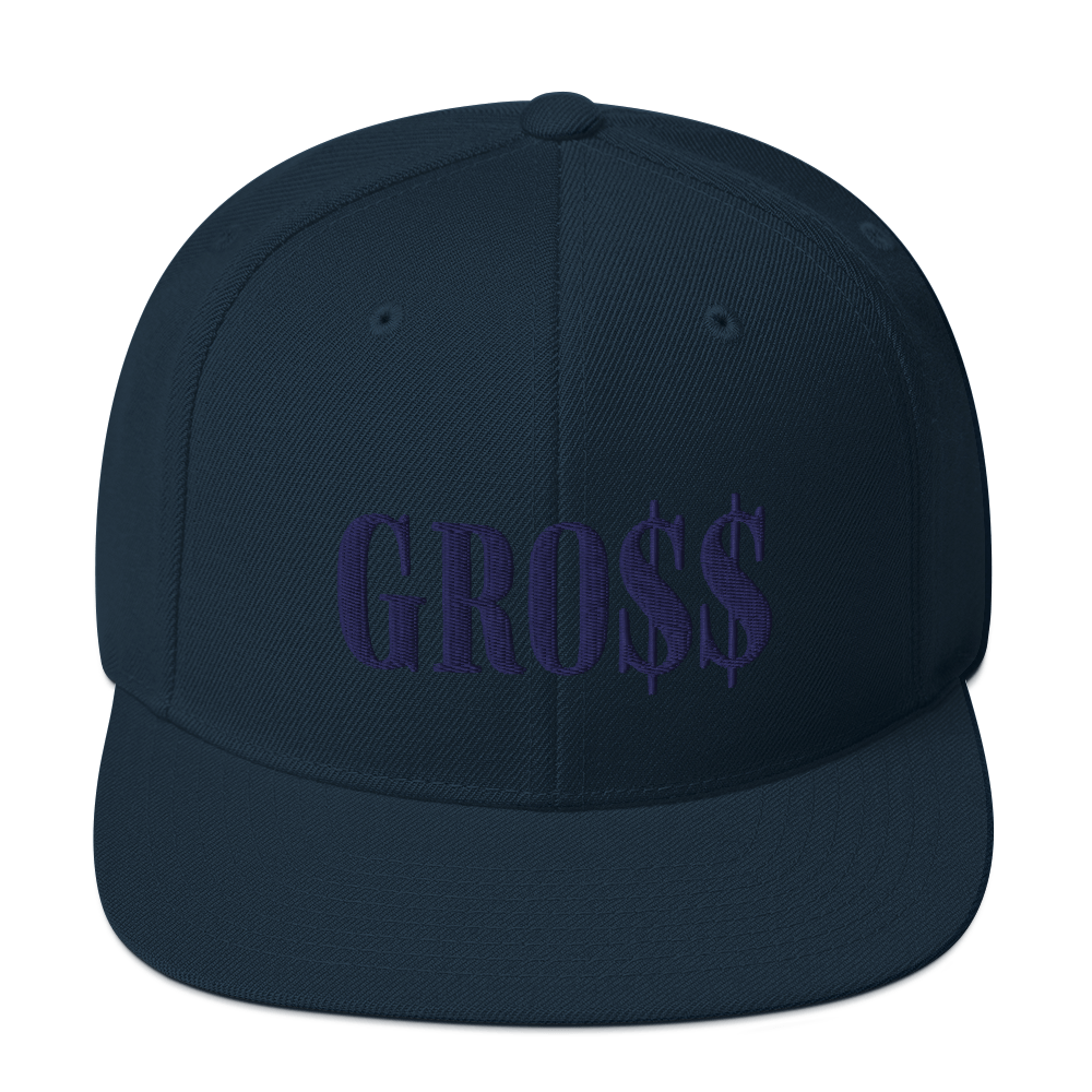 GRO$$ (NAVY BLUE) Snapback Hat (BLACK), Color: Dark Navy