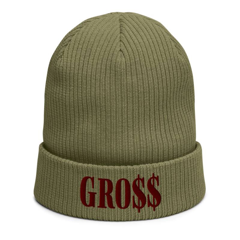 GRO$$ (MAROON) Organic ribbed beanie (OLIVE GREEN)
