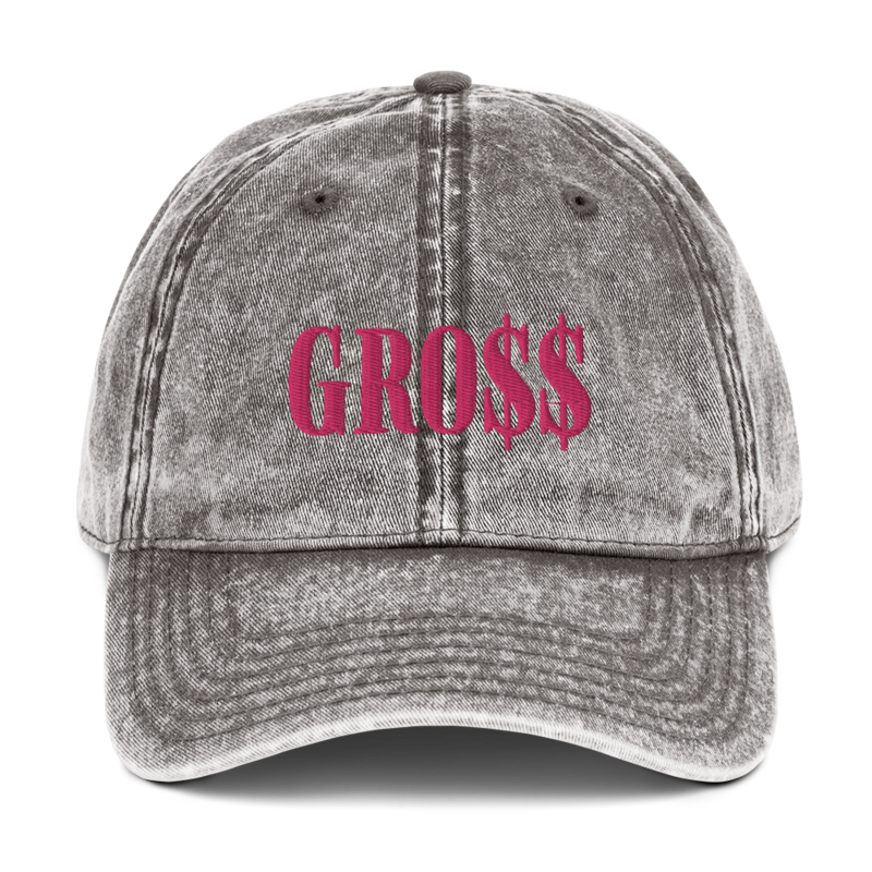 GRO$$ (PINK) Vintage Cotton Twill Cap (CHARCOAL GREY)