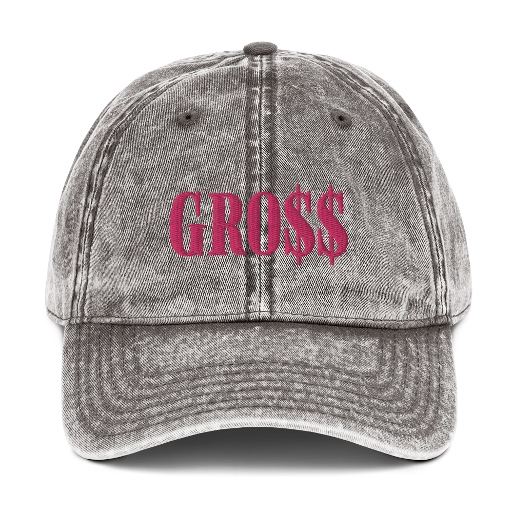 GRO$$ (PINK) Vintage Cotton Twill Cap (CHARCOAL GREY)