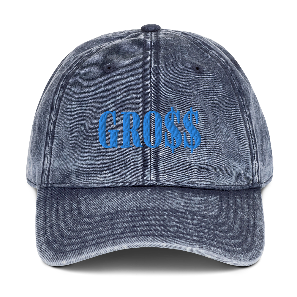 GRO$$ (BAE BLUE) Vintage Cotton Twill Cap (NAVY BLUE)