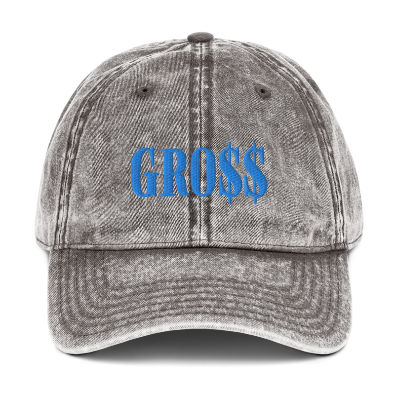 GRO$$ (BAE BLUE) Vintage Cotton Twill Cap (CHARCOAL GREY)
